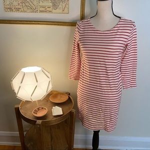 J. Crew Red‎ and White Striped 3/4 Sleeve Dress